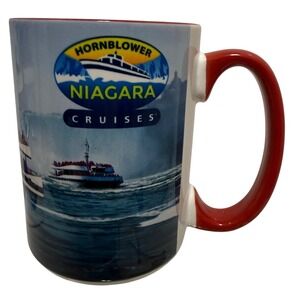 M Ware Hornblower Niagara Cruises Souvenir Coffee Mug Red Handle Waterfall Boat